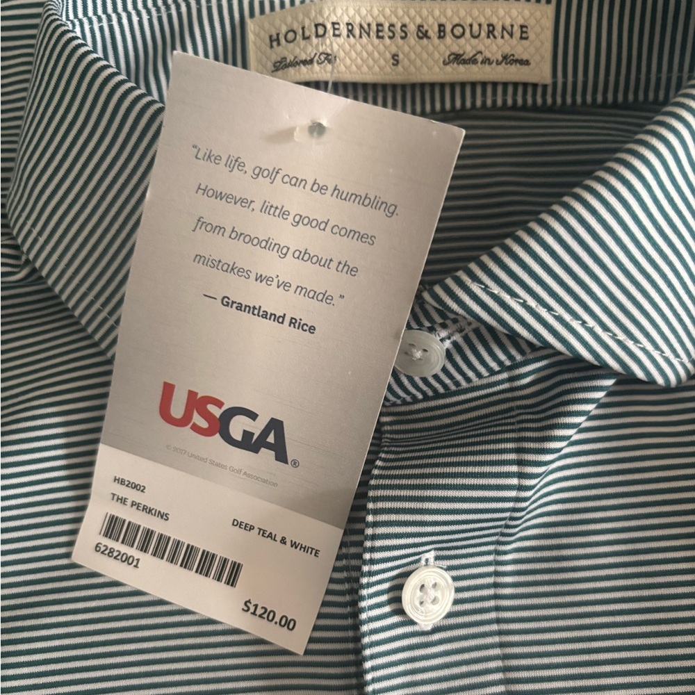NWT Men’s US Open 2025 Green striped polo USGA Holderness & Bourne SZ S Men’s